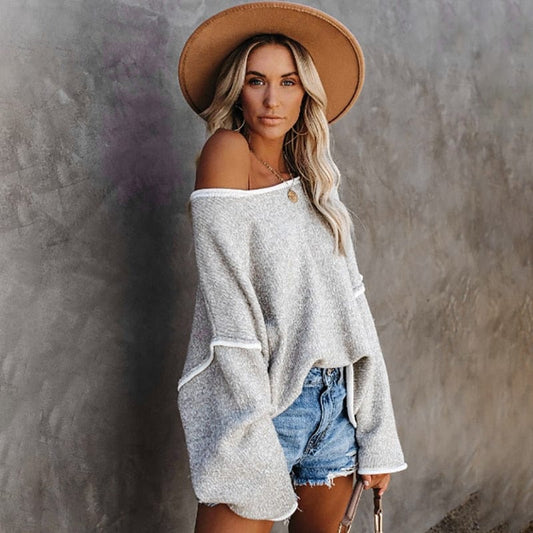 Jersey de mujer con hombros descubiertos y manga larga – ALESSIA