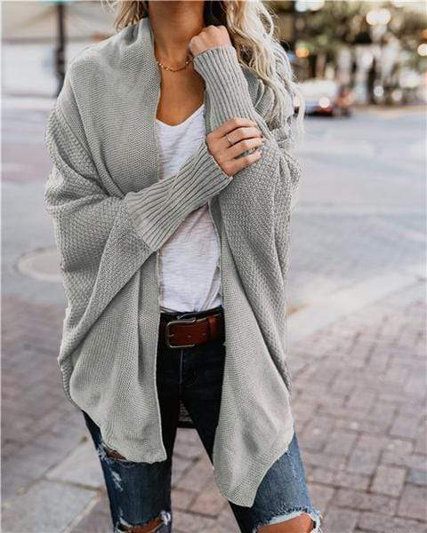 Chaqueta abierta de punto para mujer con manga larga – ELIANA