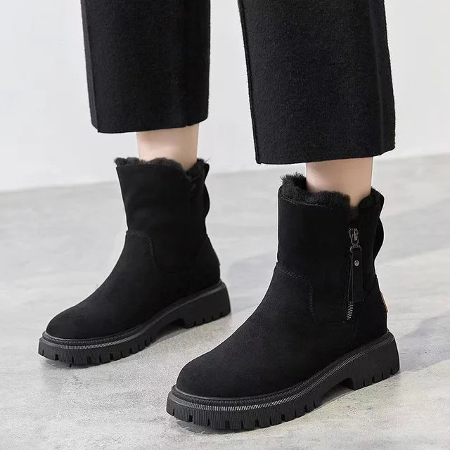 DAZZELIA – Botas de invierno para mujer con forro de pelo sintético y suela antideslizante