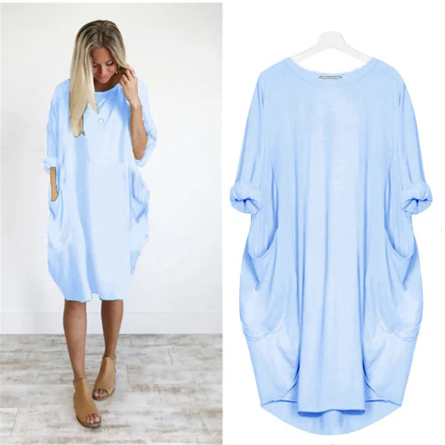 Vestido corto oversize con caída ligera y estilo relajado – NAYLA