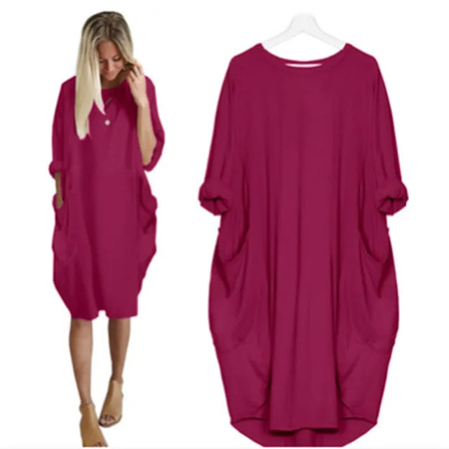 Vestido corto oversize con caída ligera y estilo relajado – NAYLA