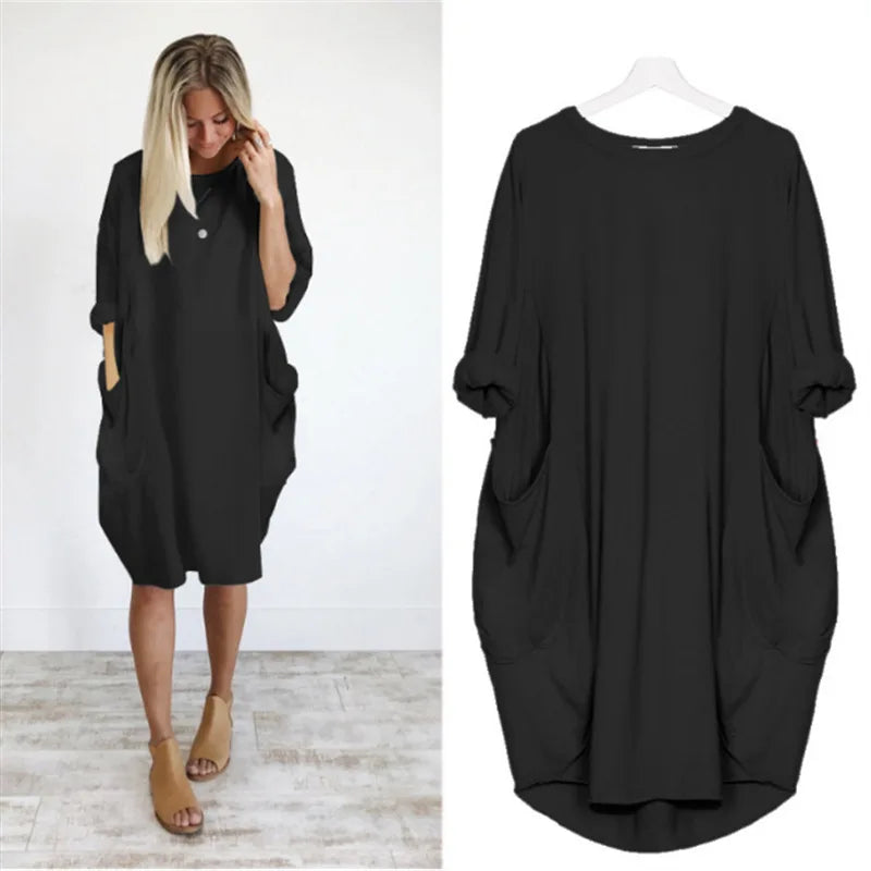 Vestido corto oversize con caída ligera y estilo relajado – NAYLA