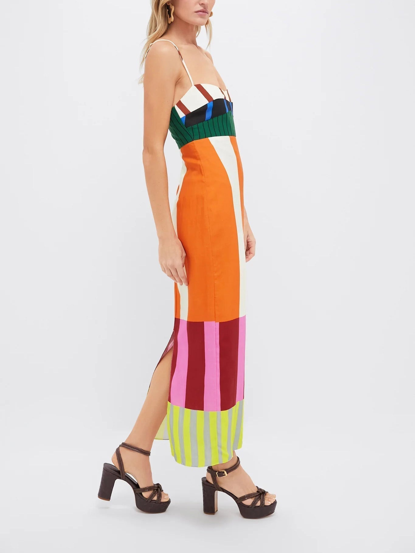 Vestido recto midi de mujer con tirantes finos – LELIA