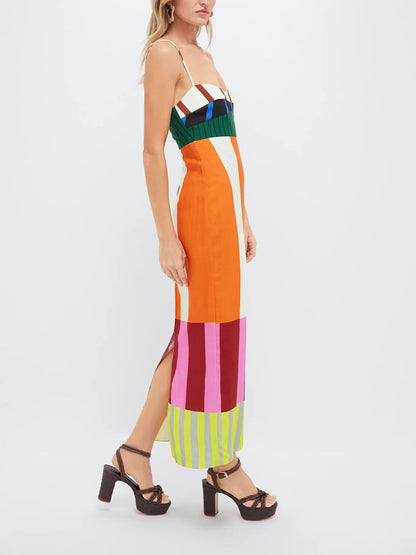 Vestido recto midi de mujer con tirantes finos – LELIA