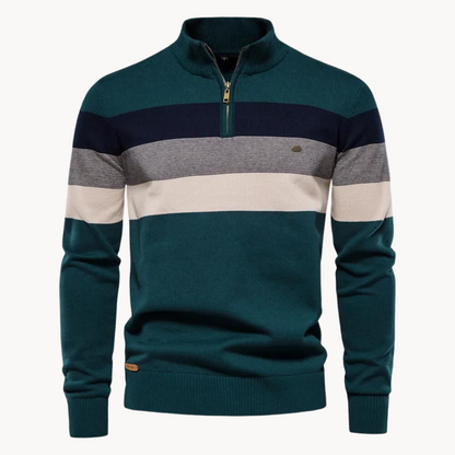 Jersey de hombre con cremallera corta y diseño de rayas – TREVOR