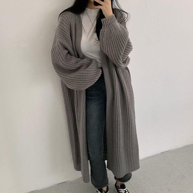 CORAL - Cárdigan largo de punto casual oversize para mujeres