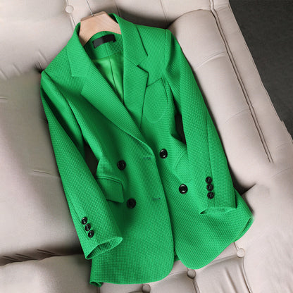 Blazer casual de corte entallado y tejido ligero para mujer – LUNARIA