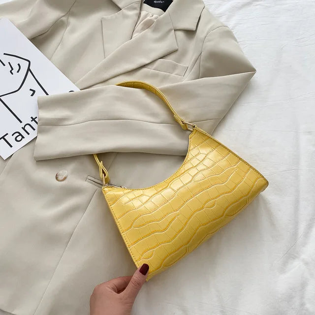 ORABELLA - Bolso de hombro brillante con diseño de piel de cocodrilo para mujeres