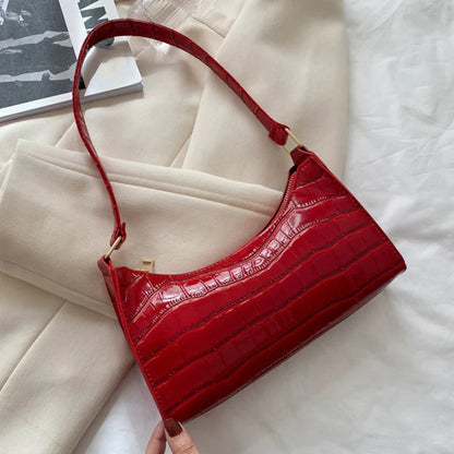 ORABELLA - Bolso de hombro brillante con diseño de piel de cocodrilo para mujeres