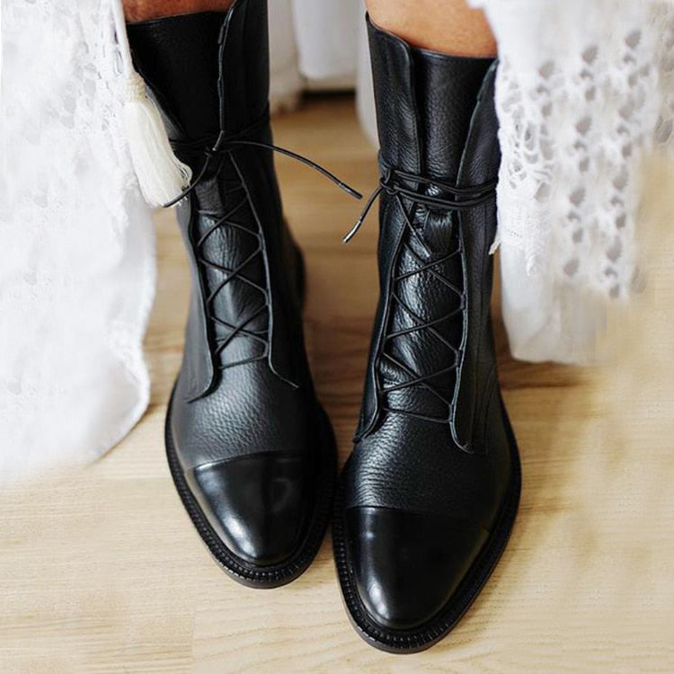 ALMA - Botas de cuero con cordones para mujer