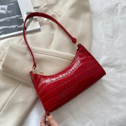 ORABELLA - Bolso de hombro brillante con diseño de piel de cocodrilo para mujeres