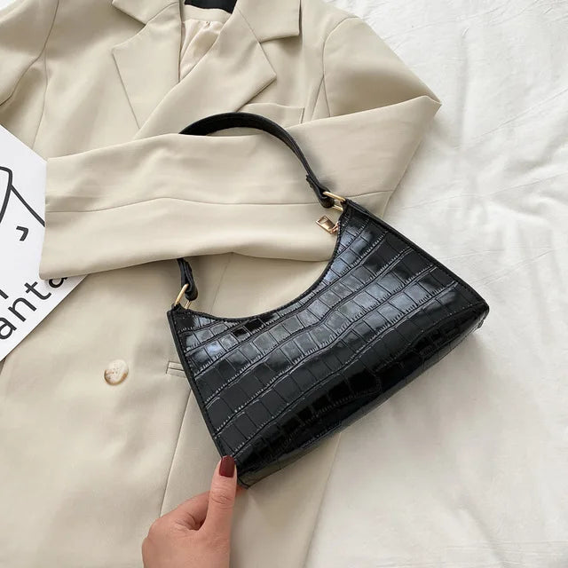 ORABELLA - Bolso de hombro brillante con diseño de piel de cocodrilo para mujeres
