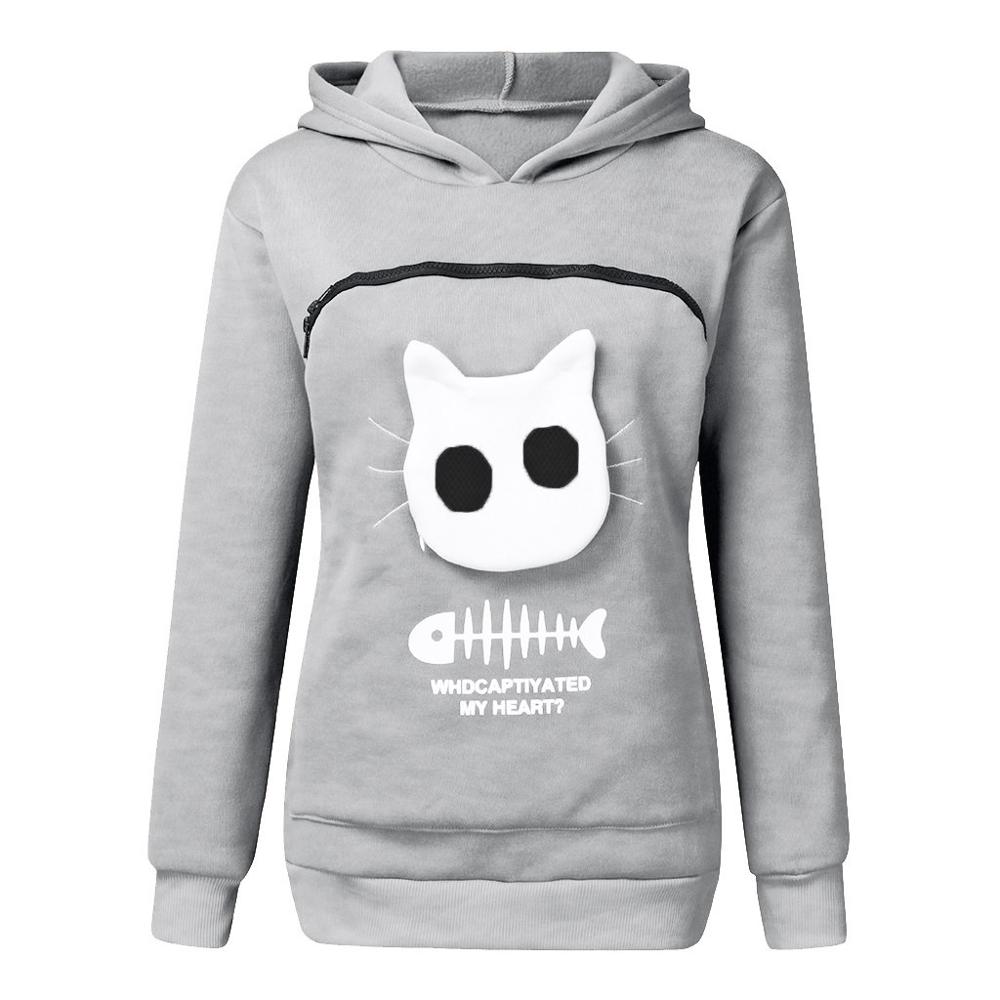 LIV - Sudadera con capucha y bolsillo para llevar mascotas con divertido diseño gráfico para mujer