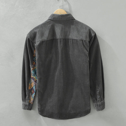 ETHAN - Camisa de pana con cierre de botones para hombre
