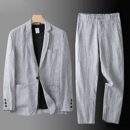 Traje de lino elegante y ligero para hombre con americana y pantalón – LIVIO