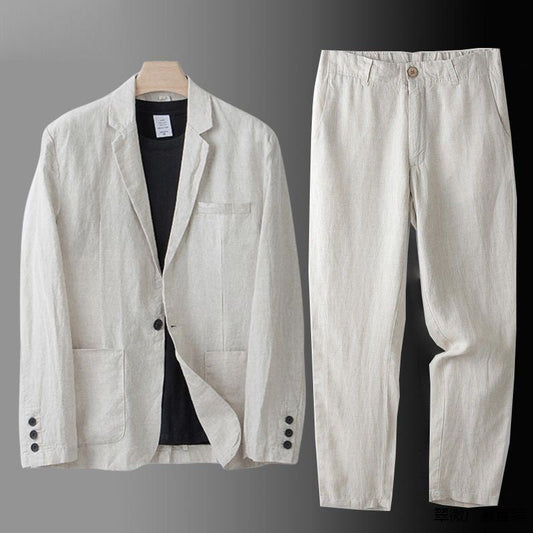 Traje de lino elegante y ligero para hombre con americana y pantalón – LIVIO
