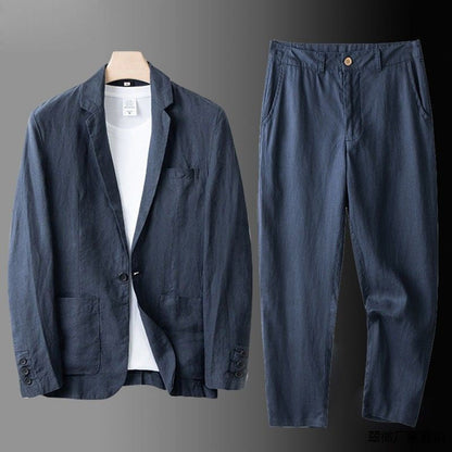 Traje de lino elegante y ligero para hombre con americana y pantalón – LIVIO