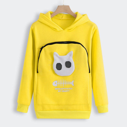 LIV - Sudadera con capucha y bolsillo para llevar mascotas con divertido diseño gráfico para mujer