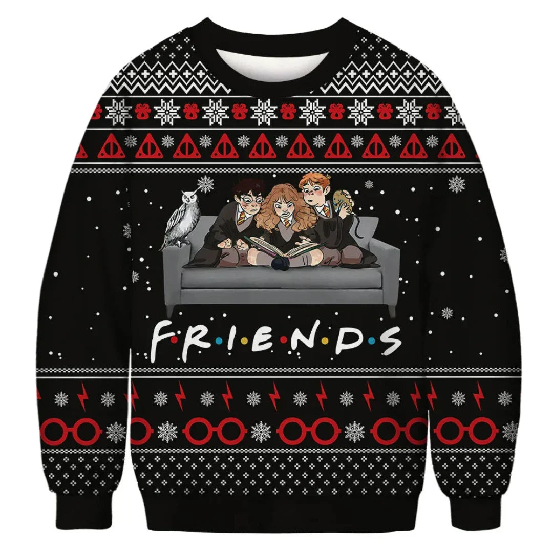 NOELIA - Jersey navideño unisex de invierno con mangas largas