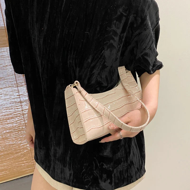 ORABELLA - Bolso de hombro brillante con diseño de piel de cocodrilo para mujeres