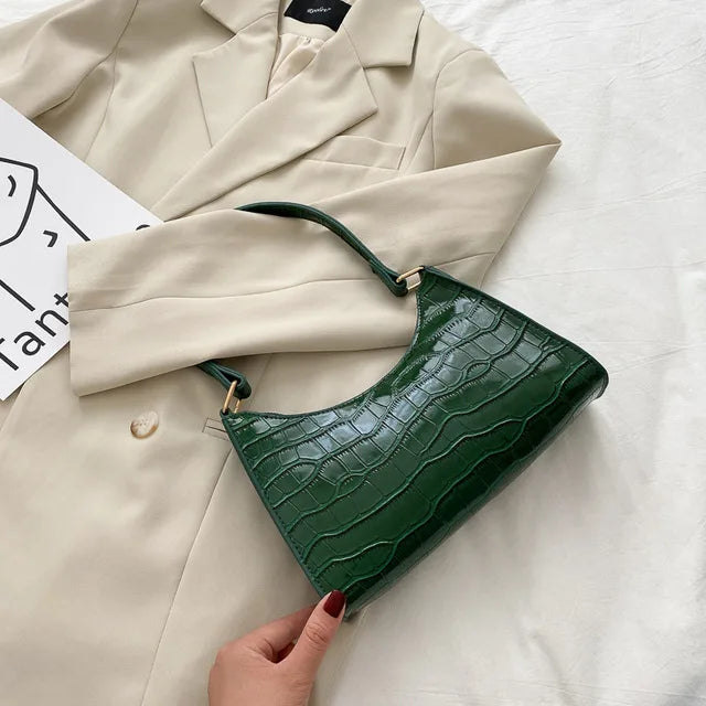ORABELLA - Bolso de hombro brillante con diseño de piel de cocodrilo para mujeres