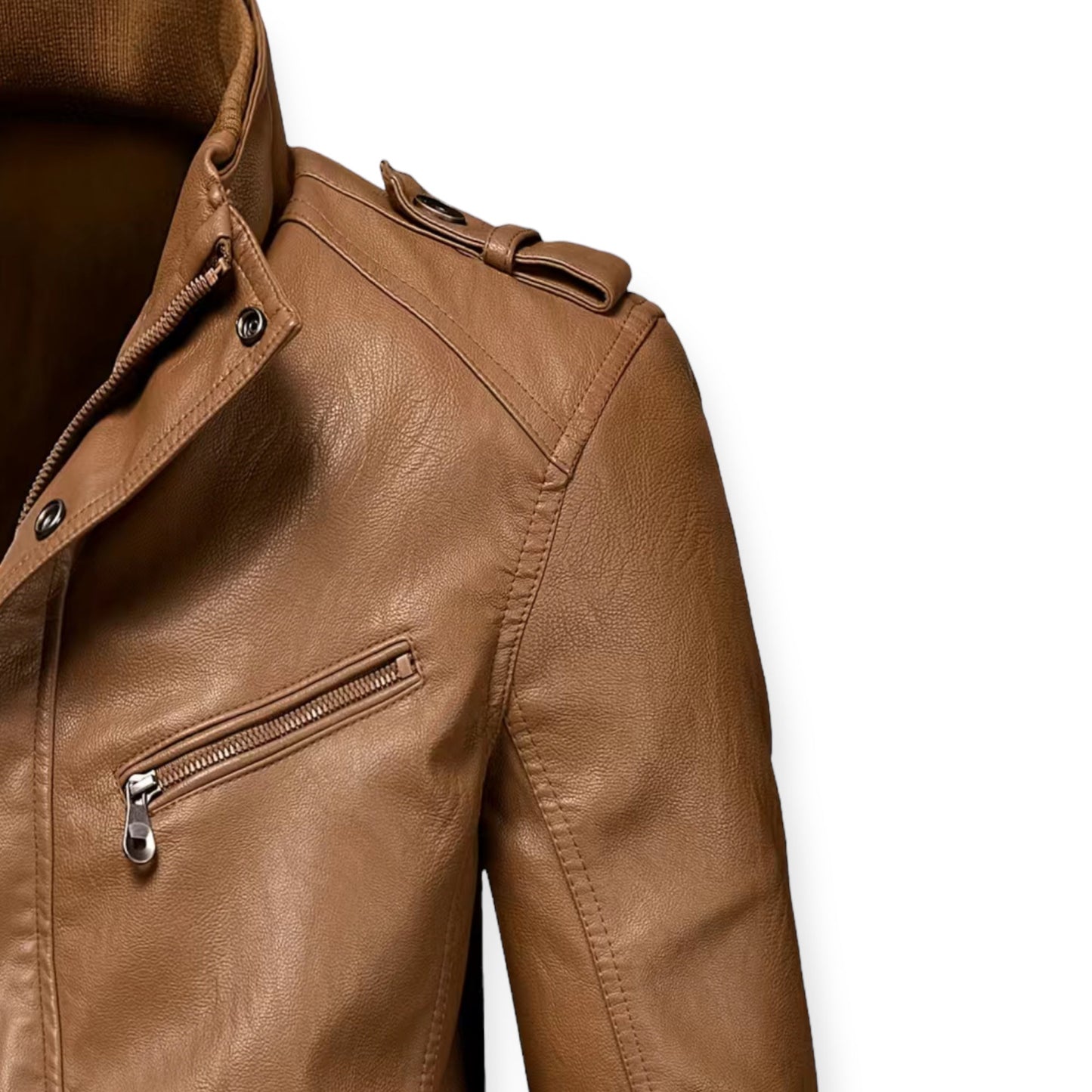 ENRIQUE - Chaqueta de cuero con cremallera para hombre