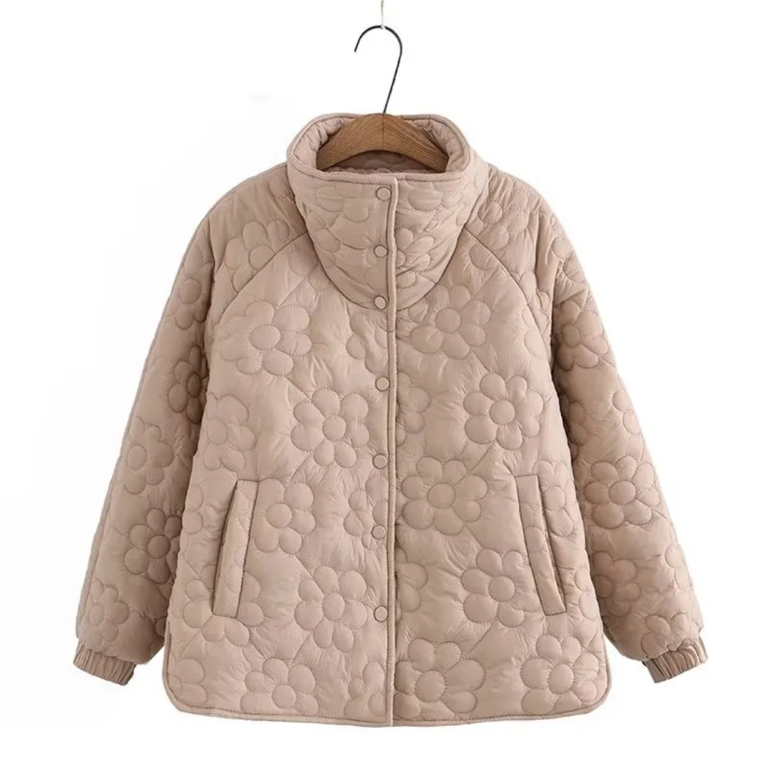 ARALYN - Abrigo de invierno para mujeres con flores prensadas