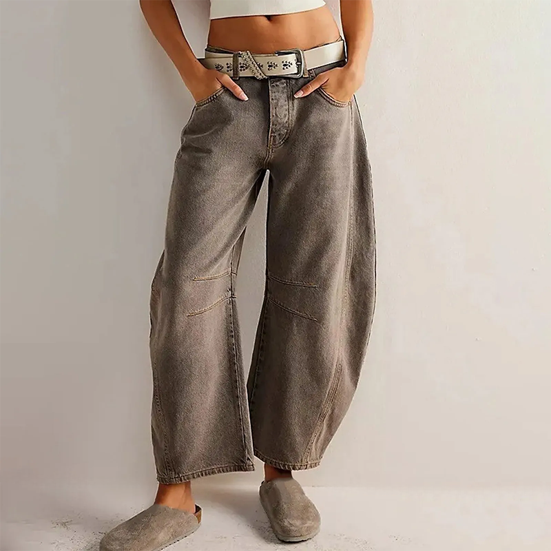 Vaquero ancho de mujer estilo fluido y moderno – LEONIEA