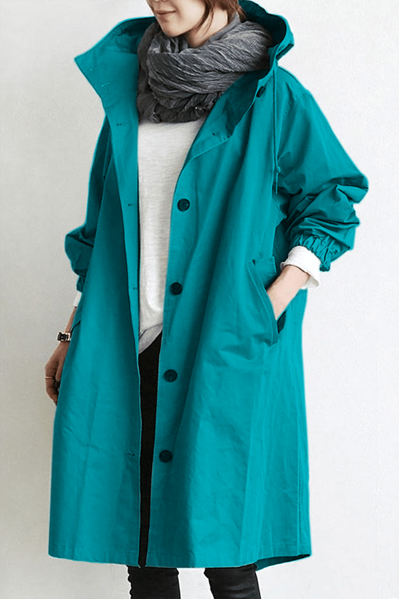 Trench impermeable elegante con capucha para mujer – SOFÍA