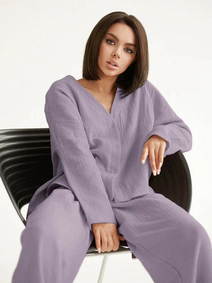 KRISHIA – Conjunto de loungewear oversize y relajado para mujer