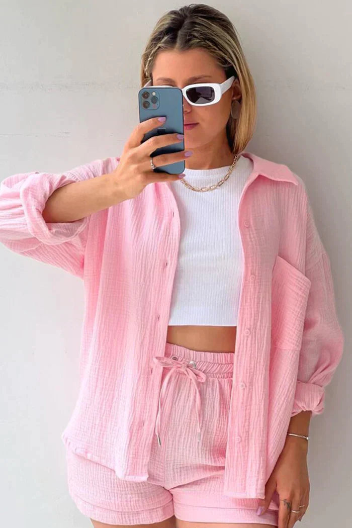 Conjunto casual de dos piezas para mujer con top y pantalón – FÉIA