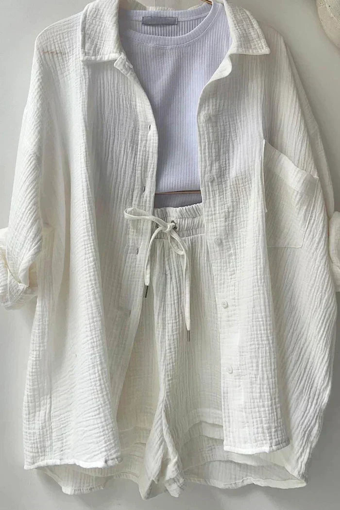 Conjunto casual de dos piezas para mujer con top y pantalón – FÉIA