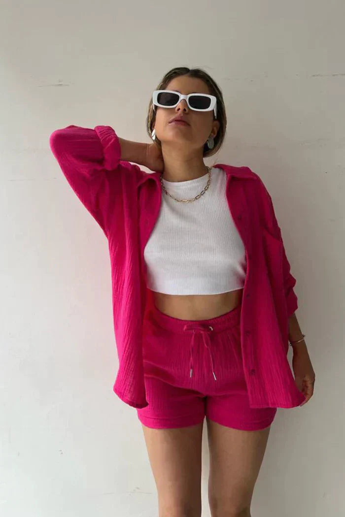 Conjunto casual de dos piezas para mujer con top y pantalón – FÉIA