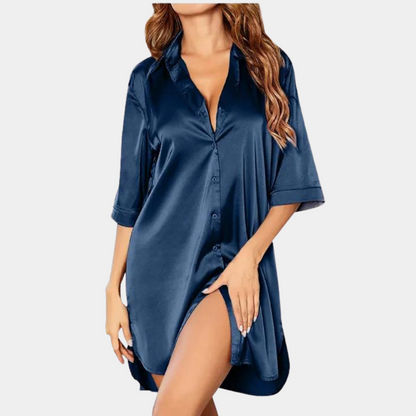 Camisón de satén con botones para mujer – AURORA