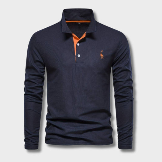HUGGO - Polo de manga larga con detalles en contraste para hombre