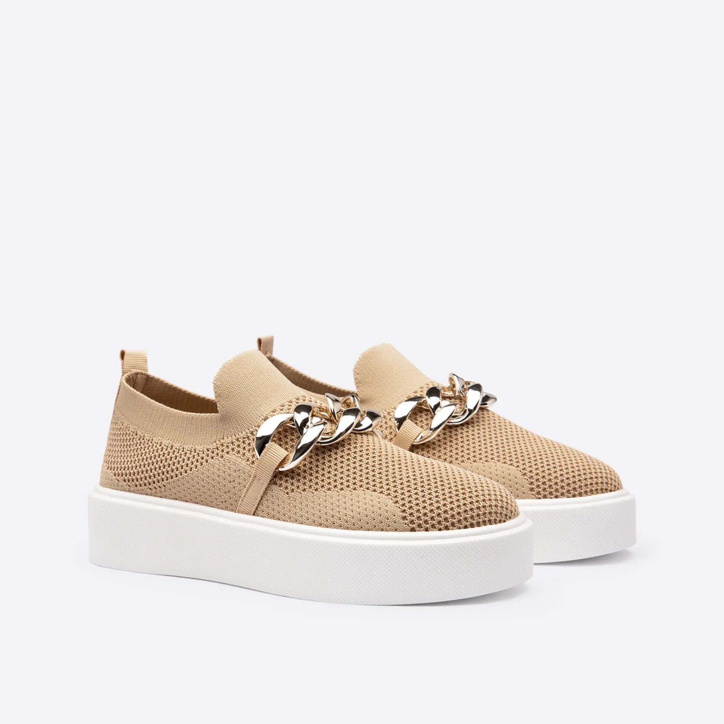 Zapatillas slip-on de mujer con cadena decorativa y suela gruesa – RAPHAËLLE