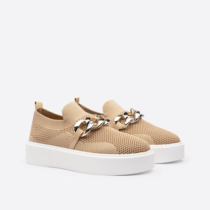 Zapatillas slip-on de mujer con cadena decorativa y suela gruesa – RAPHAËLLE