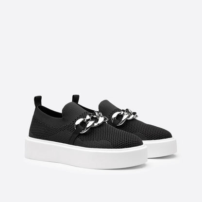 Zapatillas slip-on de mujer con cadena decorativa y suela gruesa – RAPHAËLLE