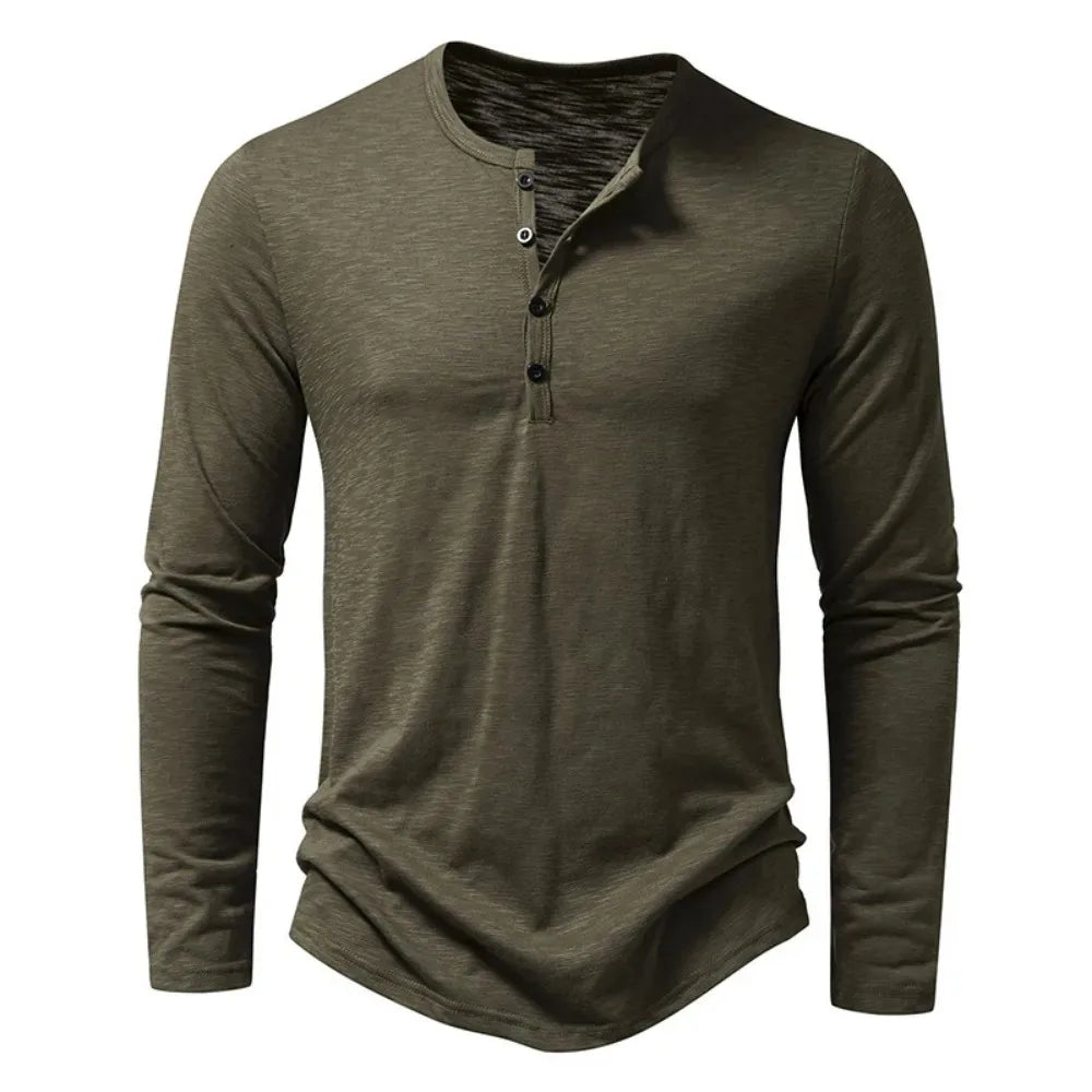 Camiseta de manga larga para hombre con botones en el escote – HENRY