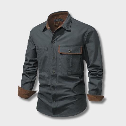 DARIO - Camisa de manga larga con botones y puños contrastantes para hombre