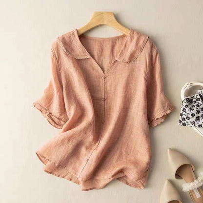 Top camisero con cuello y botones para mujer – BODIA