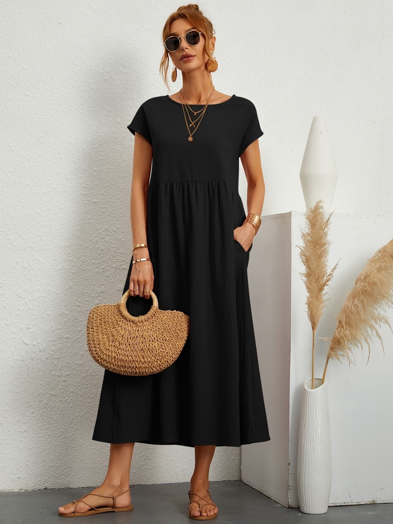 Vestido de lino con corte fluido y estilo natural – GRETA