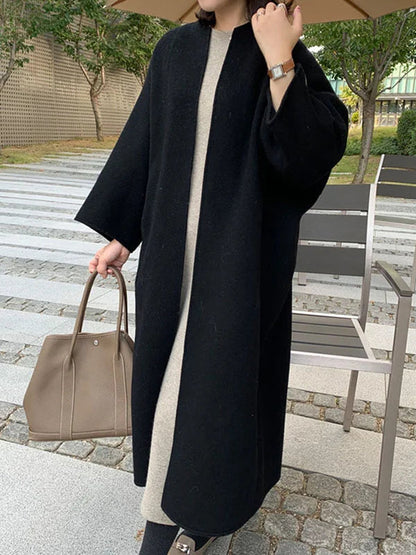 Abrigo largo de mujer en lana elegante con corte clásico – NADINE