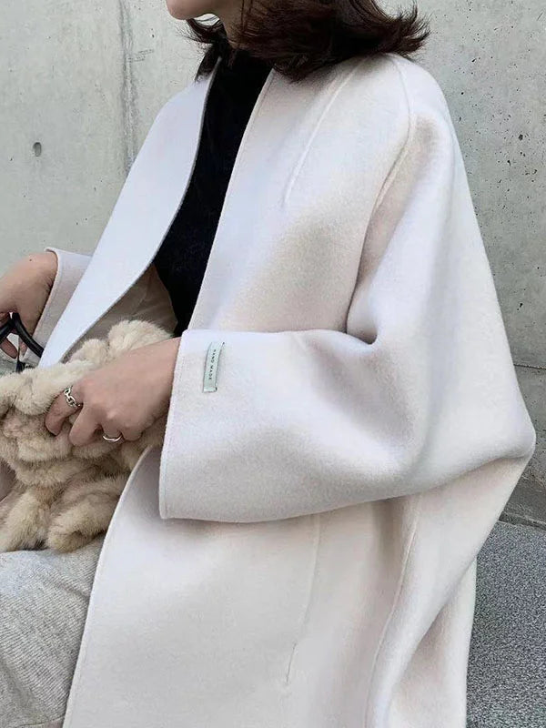 Abrigo largo de mujer en lana elegante con corte clásico – NADINE