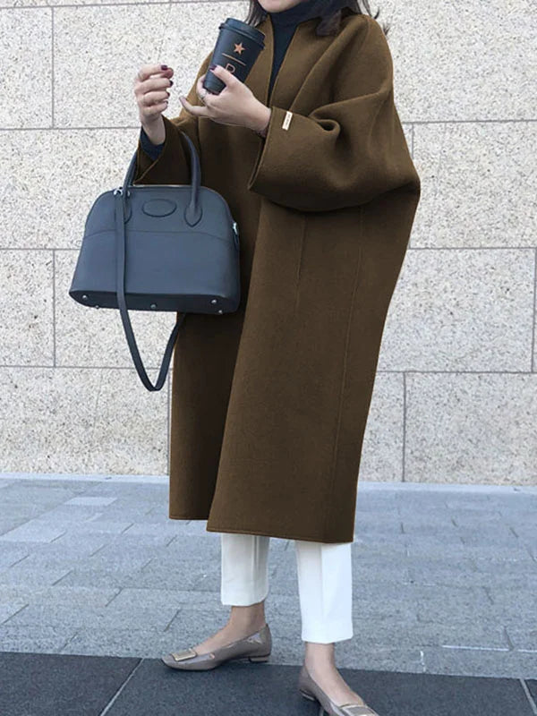 Abrigo largo de mujer en lana elegante con corte clásico – NADINE