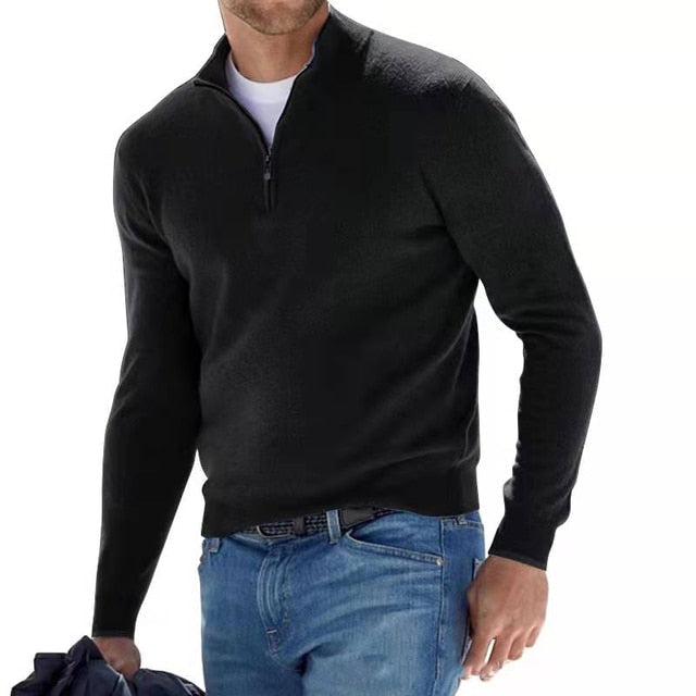 JAIRON – Suéter casual de hombre con media cremallera y manga larga