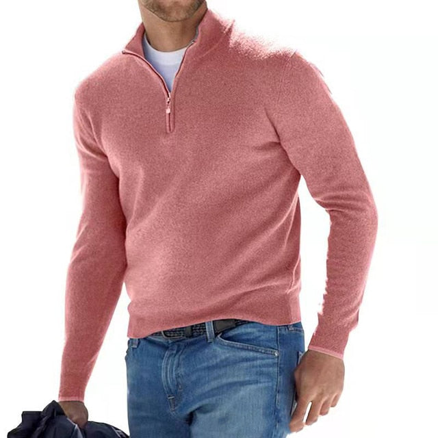 JAIRON – Suéter casual de hombre con media cremallera y manga larga