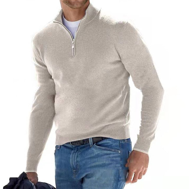 JAIRON – Suéter casual de hombre con media cremallera y manga larga