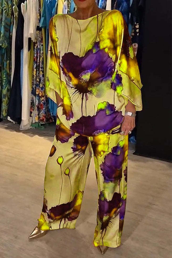 Conjunto colorido de dos piezas con top y pantalón para mujer – LYSANNE