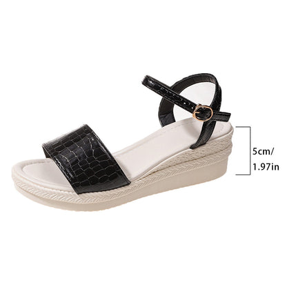 Violeta - Sandalias Doradas Plateadas de Estilo Simple con Suela Cómoda Tipo Cuña Para Mujer 2025
